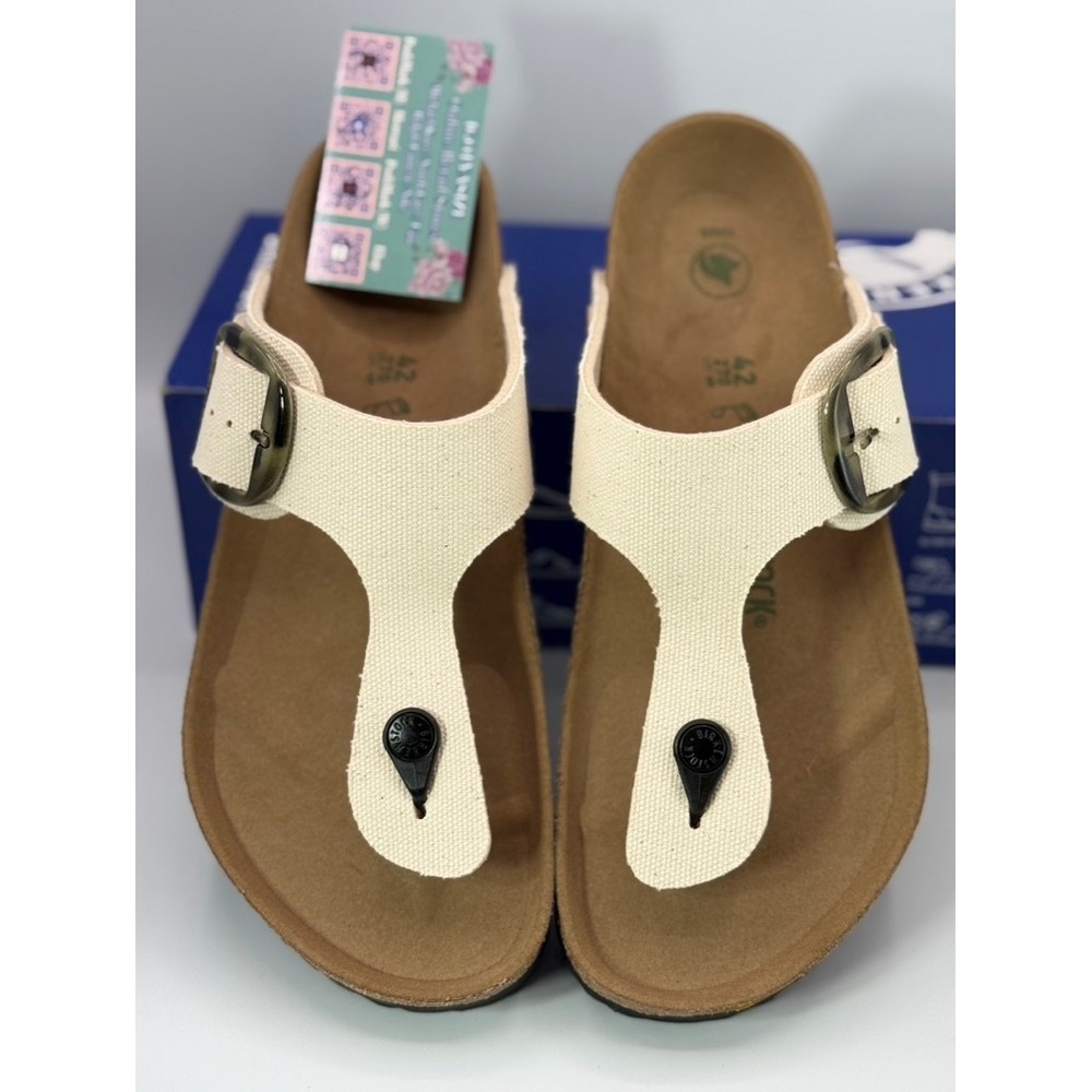 Birkenstock Gizeh Big Buckle Eggshell Canvas Sandals Womens Size 11 NWOB - Picture 6 of 7